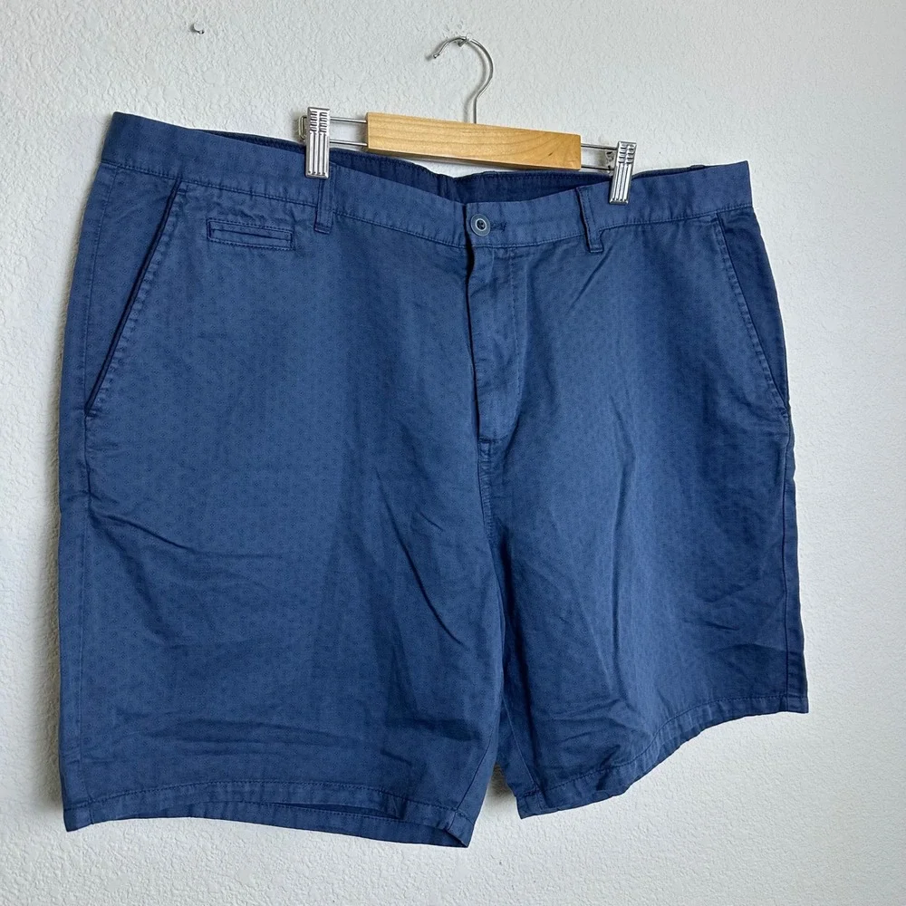 Johnnie-O Mens Blue Cotton Linen Micro Pattern Flat Front Shorts Size 40